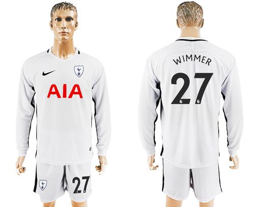 Tottenham Hotspur #27 Wimmer Home Long Sleeves Soccer Club Jersey - Click Image to Close